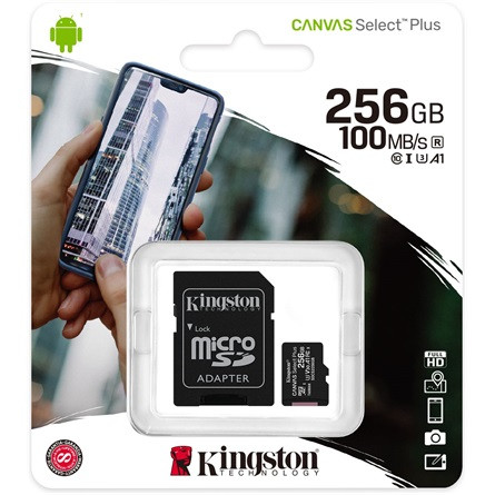 Kingston 256GB Canvas Select Plus Class 10 UHS-1 microSDXC memóriakártya
